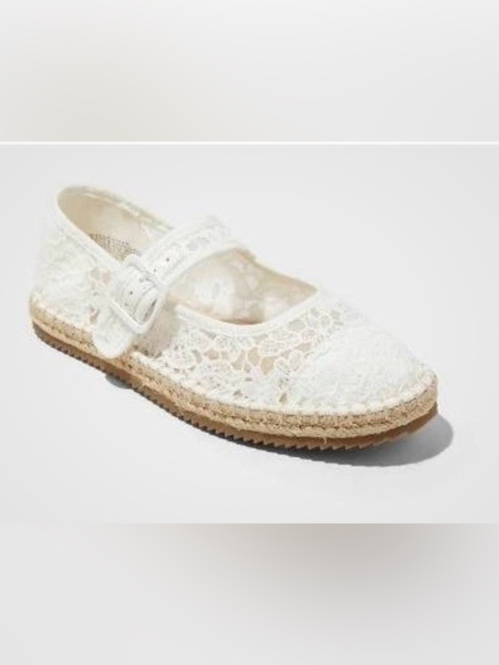 Art Class White Lace Mary Jane Espadrille Youth 5  Flats Coquette